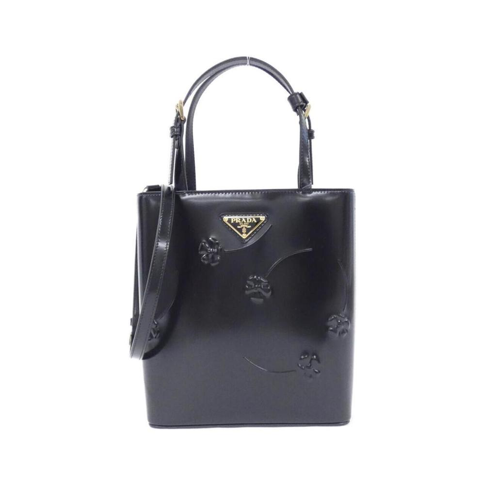 Prada Handbag Black Spazzolato Leather Gold Metal Fittings